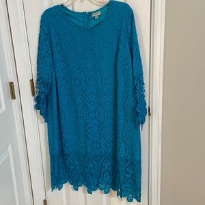 Turquoise lace dress. Look new.